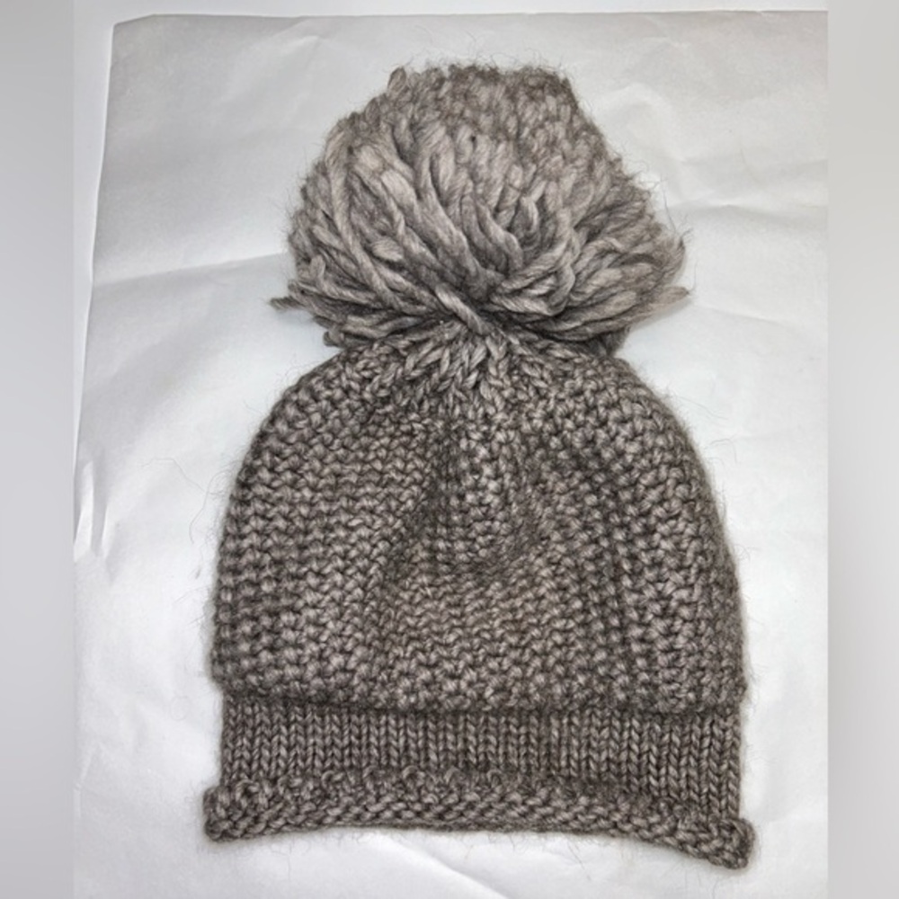 Gelso Bianco Chunky Knit Alpaca Wool Blend Gray Winter Hat Made in Italy